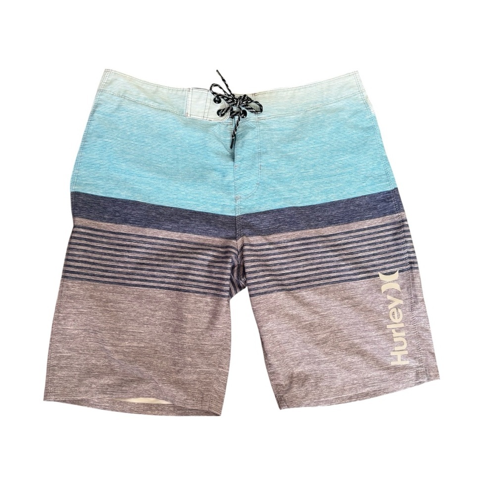 Hurley Board Shorts Men's 34 Blue Gray Swim Trunks Surfer Coastal‎ Vacation Y2K